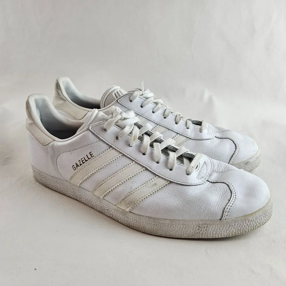 Adidas Originals Gazelle OG Triple White Men’s 10.5 Leather Sneakers BB5498